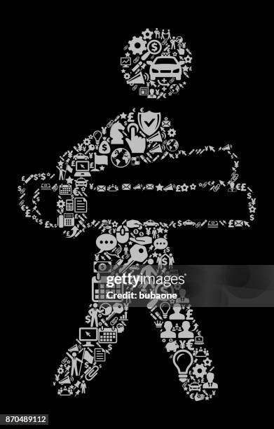 businessman holding projects icon business and finance vector icon pattern - plane blueprints stock illustrations