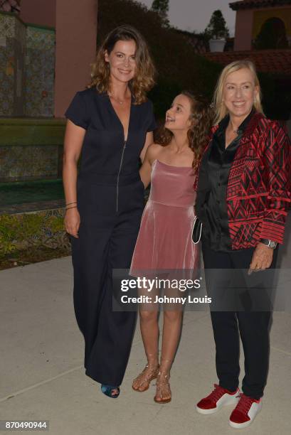 Julia Lemigova, Emma Lemigova and Martina Navratilova attend the 2017 Chris Evert/Raymond James Pro-Celebrity Tennis Classic - Pro-Celebrity Gala at...