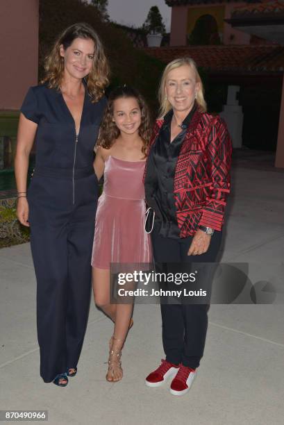 Julia Lemigova, Emma Lemigova and Martina Navratilova attend the 2017 Chris Evert/Raymond James Pro-Celebrity Tennis Classic - Pro-Celebrity Gala at...