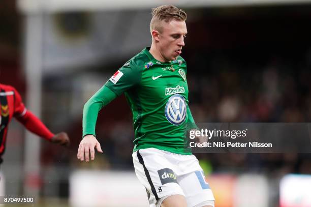 Joakim Karlsson of Jonkopings Sodra during the Allsvenskan match between Jonkopings Sodra IF and Ostersunds FK at Stadsparksvallen on November 5,...