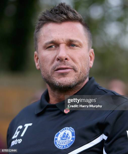 Glenn Tamplin Manager of Billericay Town looks on prior to The Emirates FA Cup First Round match between Leatherhead and Billericay Town on November...
