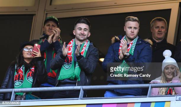 Dublin , Ireland - 5 November 2017; Former Cork City players Sean Maguire, left, and Kevin O'Connor during the Irish Daily Mail FAI Senior Cup Final...