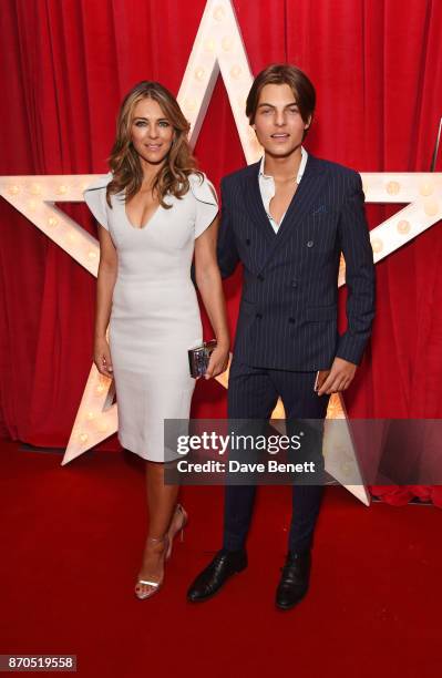 Elizabeth Hurley and son Damian Hurley attend the World Premiere of "Paddington 2" at Odeon Leicester Square on November 5, 2017 in London, England.