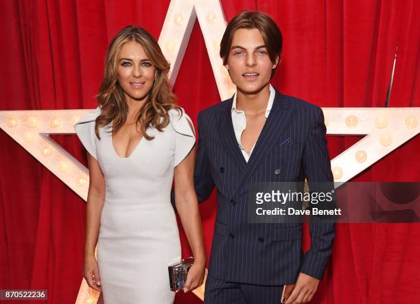 Elizabeth Hurley and son Damian Hurley attend the World Premiere of "Paddington 2" at Odeon Leicester Square on November 5, 2017 in London, England.