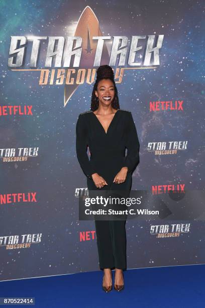 Actress Sonequa Martin-Green attends the 'Star Trek: Discovery' photocall at Millbank Tower on November 5, 2017 in London, England.