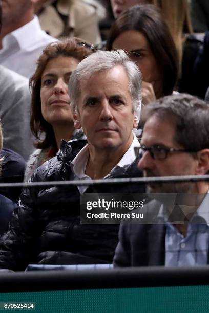 Bernard De La Villardiere is seen watching the final during the Rolex Paris Masters at Hotel Accor Arena Bercy on November 3, 2017 in Paris, France.