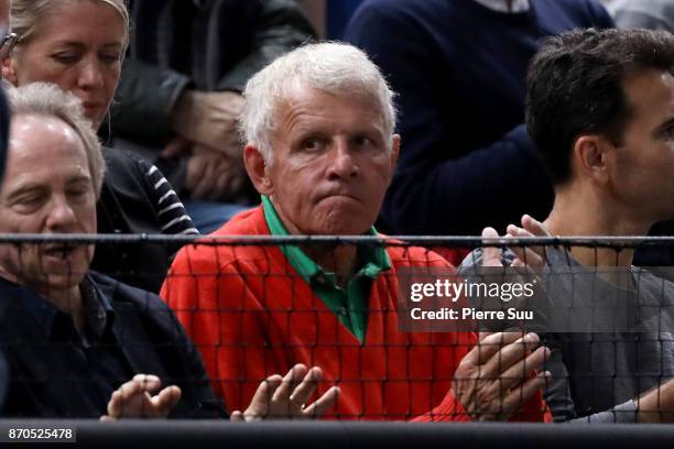 Patrick Poivre D'arvor is seen watching the final during the Rolex Paris Masters at Hotel Accor Arena Bercy on November 3, 2017 in Paris, France.