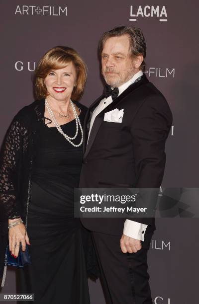 Actor Mark Hamill and Marilou Hamill attend the 2017 LACMA Art + Film Gala Honoring Mark Bradford and George Lucas presented by Gucci at LACMA on...