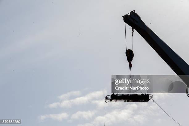 Migrants disembark from the Spanish ship 'Cantabria' in the harbour of Salerno, Italy, 05 November 2017. Spanish Navy ship rescued on 03 November...