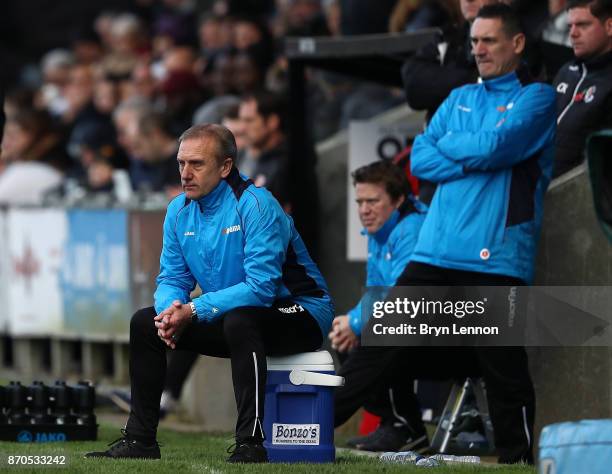 Dartford FC Manager Tony Burman looks on during The Emirates FA Cup first round match between Dartford and Swindon Town at the Princes Park Stadium...