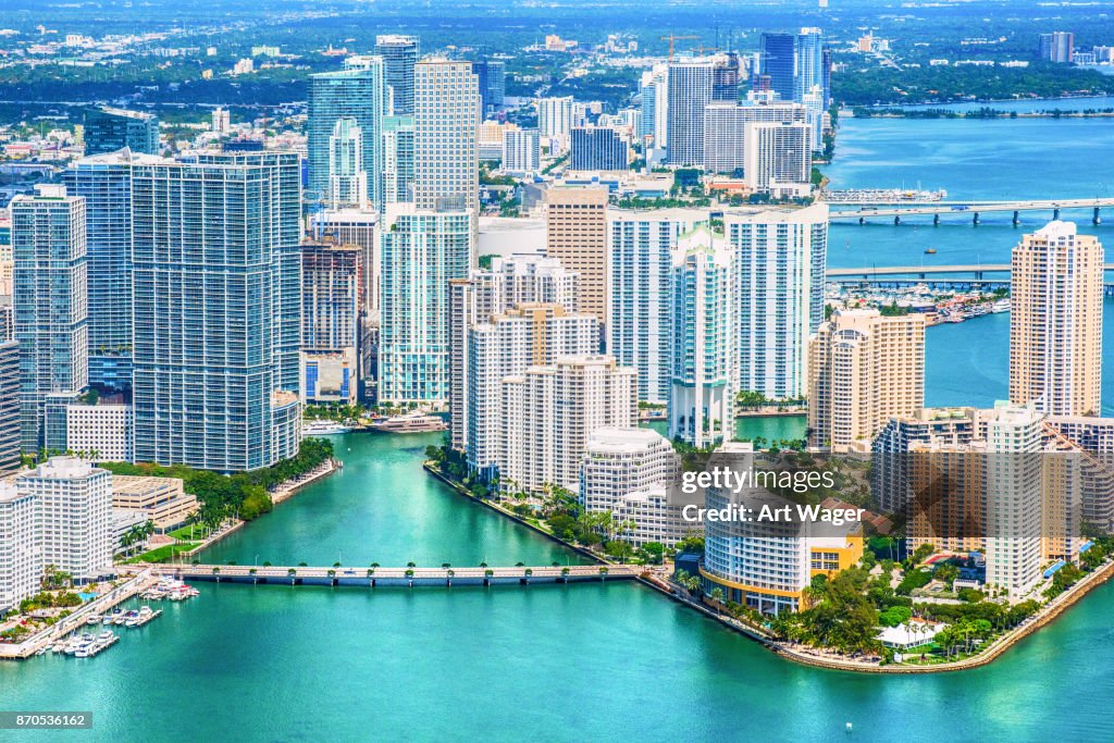 Miami Skyline From Over Biscayne Bay