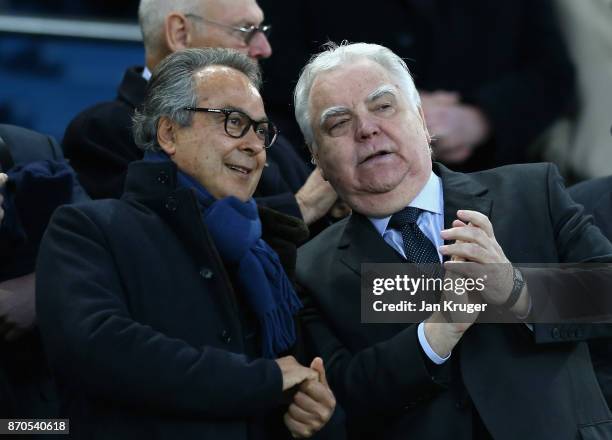 Farhad Moshiri, Everton owner and Bill Kenwright, Everton chairman are seen prior to the Premier League match between Everton and Watford at Goodison...