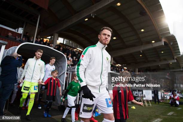 Tommy Thelin of Jonkopings Sodra walks on the pitch ahead of the Allsvenskan match between Jonkopings Sodra IF and Ostersunds FK at Stadsparksvallen...