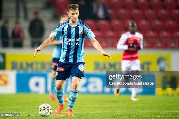 Jesper Karlstrom of Djurgardens IF during the allsvenskan match between Kalmar FF and Djurgarden IF at Guldfageln Arena on November 5, 2017 in...