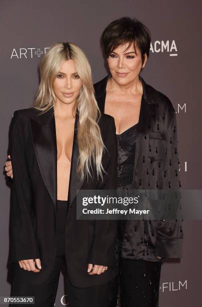 Personalities Kim Kardashian and Kris Jenner attend the 2017 LACMA Art + Film Gala Honoring Mark Bradford and George Lucas presented by Gucci at...