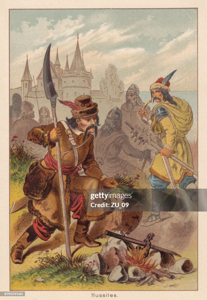 Hussites, pre-protestant movement in Bohemia, 15th century, lithograph, published 1888