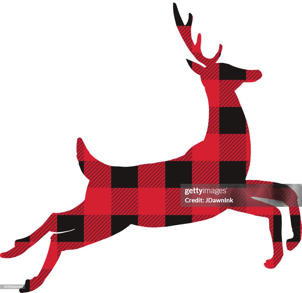 Plaid textured stylized Christmas deer