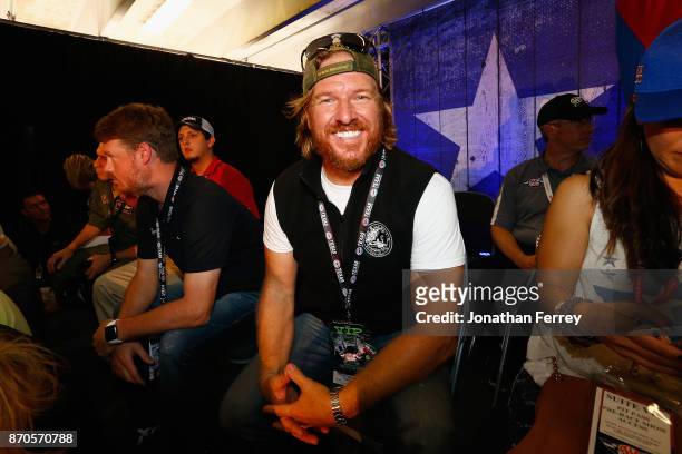 Fixer Upper' star and honorary pace car driver Chip Gaines attends the Driver/Crew Chief Meeting prior to the Monster Energy NASCAR Cup Series AAA...