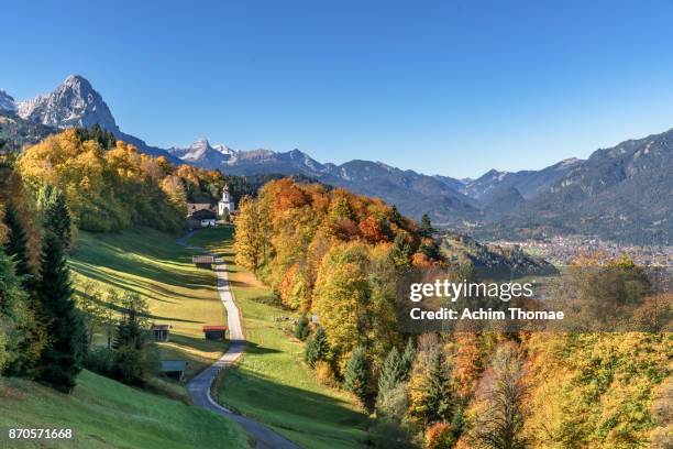 bavarian autumn landscape, germany, europe - waxenstein stockfoto's en -beelden