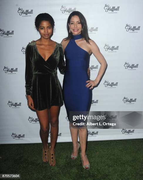 Actress Camille Hyde and actress/host Emmanuelle Vaugier at The 2017 Fluffball held at Lombardi House on November 4, 2017 in Los Angeles, California.