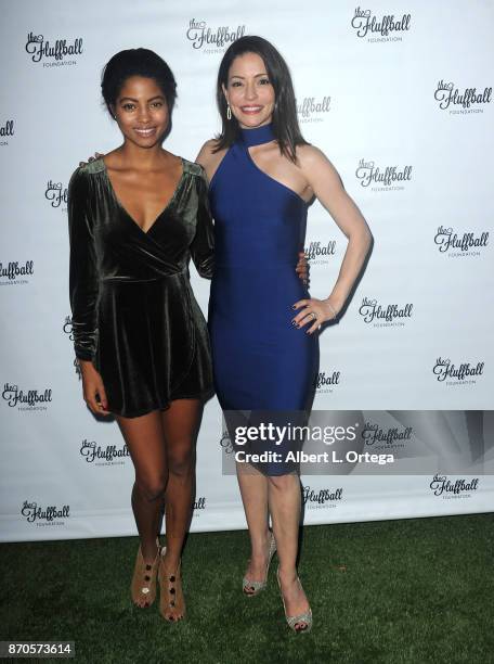 Actress Camille Hyde and actress/host Emmanuelle Vaugier at The 2017 Fluffball held at Lombardi House on November 4, 2017 in Los Angeles, California.