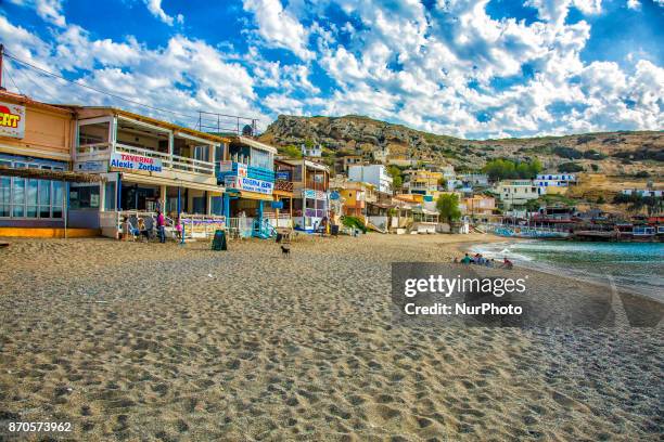 Matala, a little fishing village in Southern Crete. Matala is famous for the hippies that occupied the area and lived in ancient caves in the 60s....