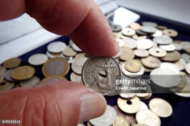 coin collection - numismatik stock-fotos und bilder