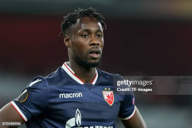 Richmond Boakye of Red Star Belgrade looks on during UEFA Europa League Group H match between Arsenal and Red Star Belgrade at The Emirates , London...