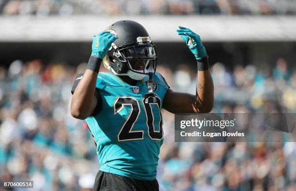 Jalen Ramsey of the Jacksonville Jaguars waits on the field in the first half of their game against the Cincinnati Bengals at EverBank Field on...