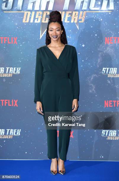 Sonequa Martin-Green attends the 'Star Trek: Discovery' photocall at Millbank Tower on November 5, 2017 in London, England.