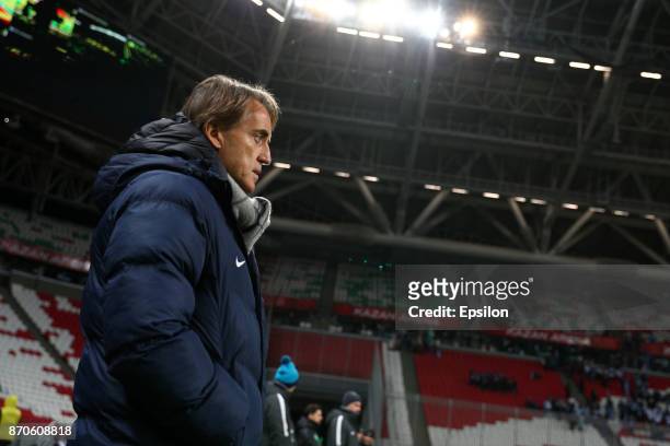 Head coach of FC Zenit Roberto Mancini during the Russian Premier League match between FC Rubin Kazan and FC Zenit Saint Petersburg at Kazan Arena...