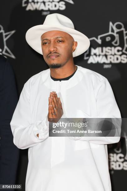 Soprano aka Sad M'Roumbaba arrives at the 19th NRJ Music Awards ceremony at the Palais des Festivals on November 4, 2017 in Cannes, France.