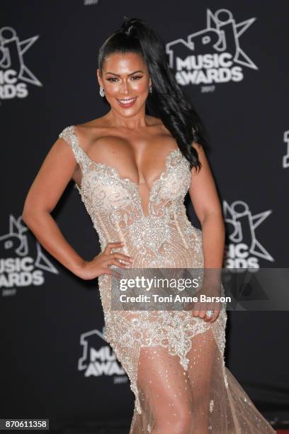 Ayem Nour arrives at the 19th NRJ Music Awards ceremony at the Palais des Festivals on November 4, 2017 in Cannes, France.