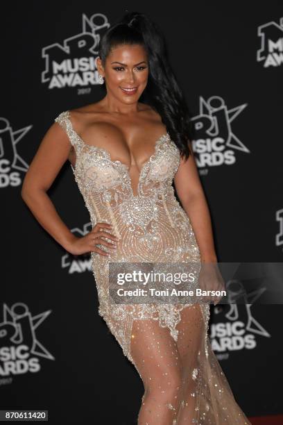 Ayem Nour arrives at the 19th NRJ Music Awards ceremony at the Palais des Festivals on November 4, 2017 in Cannes, France.