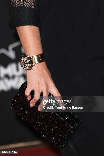 Marilou Berry -Bracelet & handbag detail - arrives at the 19th NRJ Music Awards ceremony at the Palais des Festivals on November 4, 2017 in Cannes,...