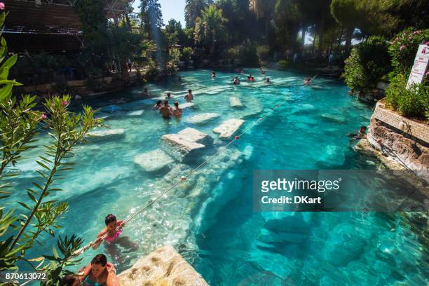 antique pool in hierapolis ancient city, turkey - hierapolis stock pictures, royalty-free photos & images