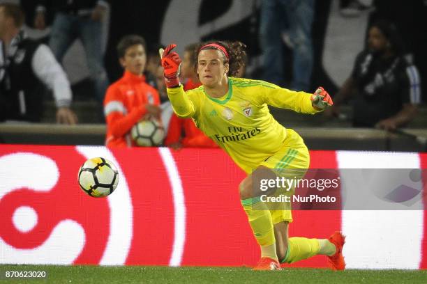 Benfica's Belgian goalkeeper M. Svilar during the Premier League 2017/18 match between Vitoria SC and SL Benfica, at Dao Afonso Henriques Stadium in...