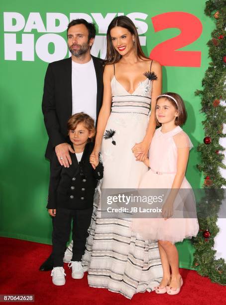 Jamie Mazur, Alessandra Ambrosio, Noah Ambrosia Mazur and Anja Ambrosio Mazur attend the premiere of Paramount Pictures' 'Daddy's Home 2' on November...