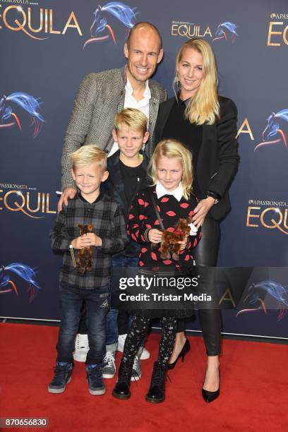 Arjen Robben, his wife Bernadien Robben and their children Luka Robben, Lynn Robben, Kai Robben during the world premiere of the horse show 'EQUILA'...