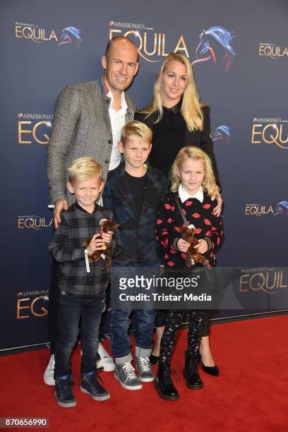 Arjen Robben, his wife Bernadien Robben and their children Luka Robben, Lynn Robben, Kai Robben during the world premiere of the horse show 'EQUILA'...