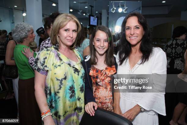 Kathy Hilton and Sydney and Moira Fiore attend the "On The Go Beauty" Event at the Gavert Atelier on May 9, 2009 in Beverly Hills, California.