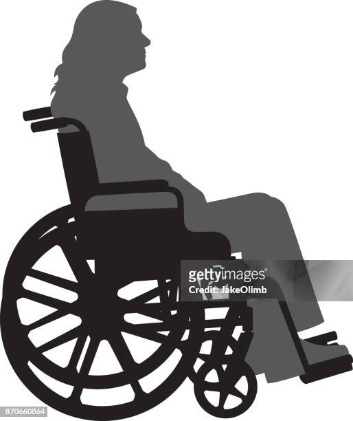 stockillustraties, clipart, cartoons en iconen met vrouw in rolstoel - rolstoel
