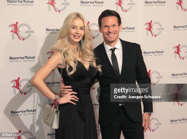 Sascha Riether and Sarah Koehn pose at the 10th anniversary celebration of the Sports Total Agency on November 5, 2017 in Cologne, Germany.