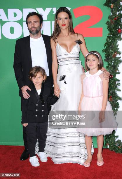 Actress/model Alessandra Ambrosio and Jamie Mazur, Noah Mazur and Anja Mazur attend the premiere of Paramount Pictures' 'Daddy's Home 2' at Regency...