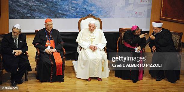 Rabbi Shaar Yeshuv Hacohen, Cardinal Tarcisio Berton, Pope Benedict XVI, Fuad Twal, the head of the Latin Patriarch in Jerusalem and Sheikh Taysir...