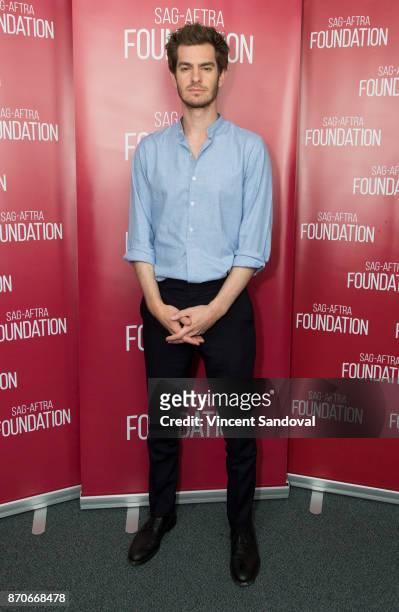 Actor Andrew Garfield attends SAG-AFTRA Foundation Conversations with Andrew Garfield at SAG-AFTRA Foundation Screening Room on November 5, 2017 in...