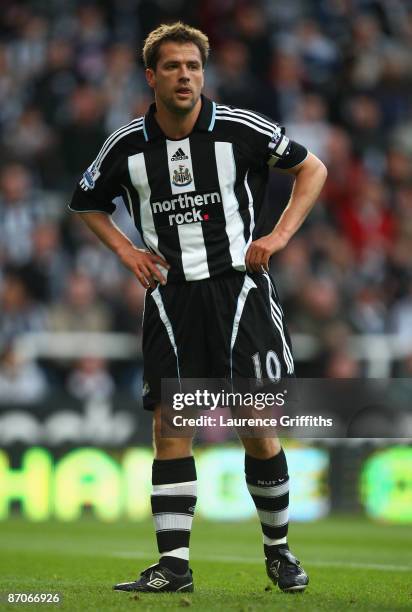 Michael Owen of Newcastle United looks on during the Barclays Premier League match between Newcastle United and Middlesbrough at St James' Park on...