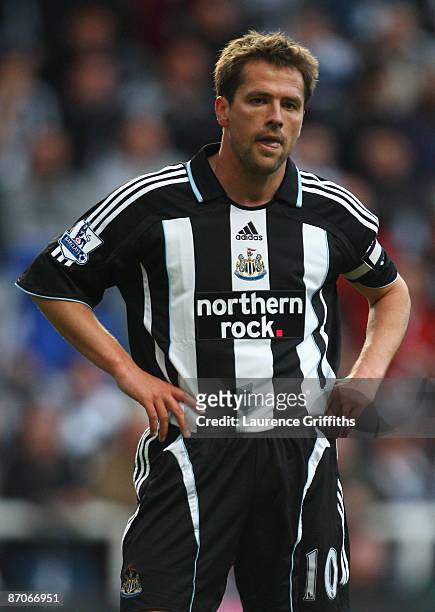 Michael Owen of Newcastle United looks on during the Barclays Premier League match between Newcastle United and Middlesbrough at St James' Park on...