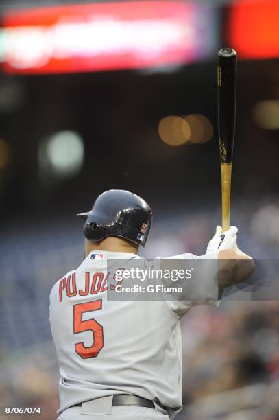 Albert Pujols of the St. Louis Cardinals bats against the Washington Nationals on April 30, 2009 at Nationals Park in Washington D.C.