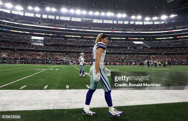 Cole Beasley of the Dallas Cowboys walks onto the field before play against the Kansas City Chiefs at AT&T Stadium on November 5, 2017 in Arlington,...